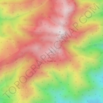 Mapa topográfico Sunset Point, altitude, relevo