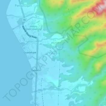 Mapa topográfico Patag, altitude, relevo