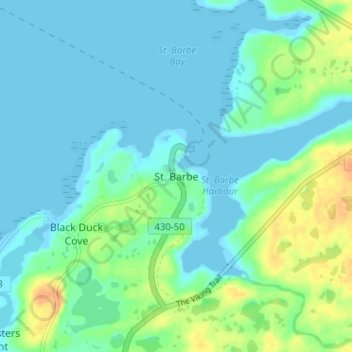 Mapa topográfico St. Barbe, altitude, relevo