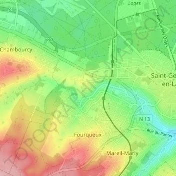 Mapa topográfico La Vieille Butte, altitude, relevo