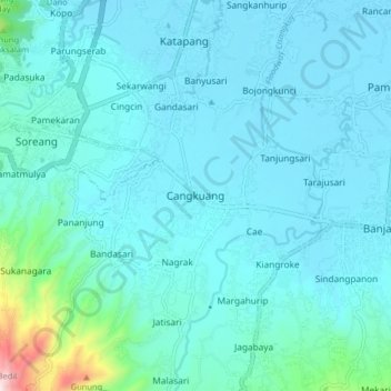 Mapa topográfico Cangkuang, altitude, relevo