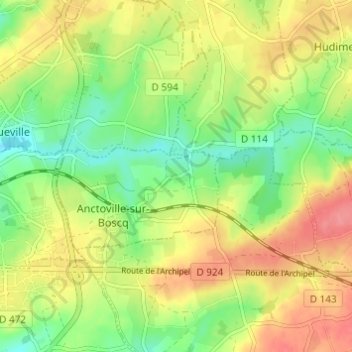 Mapa topográfico La Perdrière, altitude, relevo