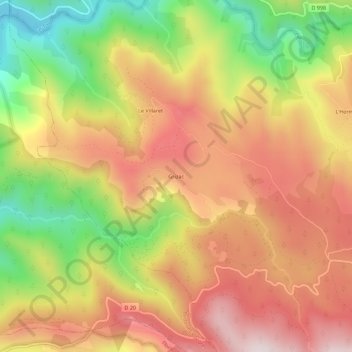 Mapa topográfico Grizac, altitude, relevo