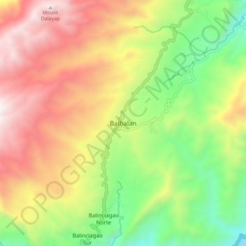 Mapa topográfico Balbalan, altitude, relevo