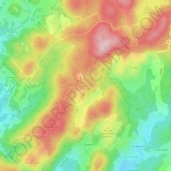 Mapa topográfico Croux, altitude, relevo