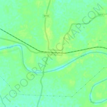 Mapa topográfico Kampur, altitude, relevo