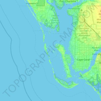 Mapa topográfico Useppa Island, altitude, relevo