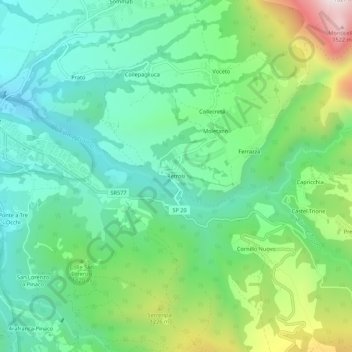 Mapa topográfico Retrosi, altitude, relevo