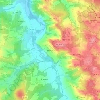 Mapa topográfico A Quissa, altitude, relevo