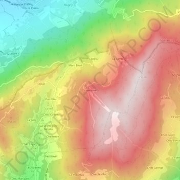 Mapa topográfico Supersaxel, altitude, relevo