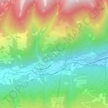 Mapa topográfico Roncio, altitude, relevo