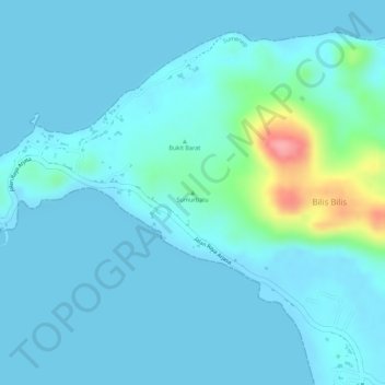 Mapa topográfico Sumurbatu, altitude, relevo