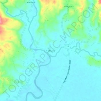 Mapa topográfico Nangka, altitude, relevo