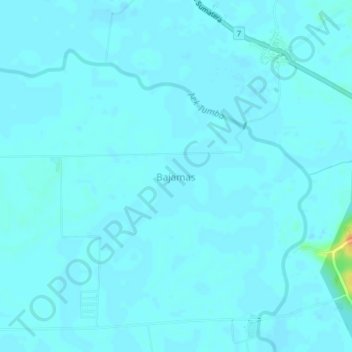 Mapa topográfico Bajamas, altitude, relevo