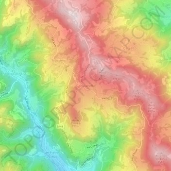 Mapa topográfico Campanella, altitude, relevo