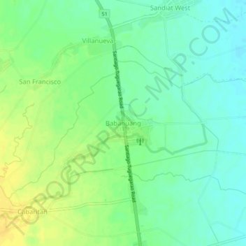 Mapa topográfico Babanuang, altitude, relevo