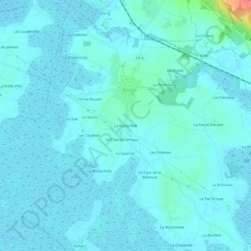 Mapa topográfico La Basse Noë, altitude, relevo