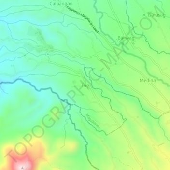Mapa topográfico Tua, altitude, relevo