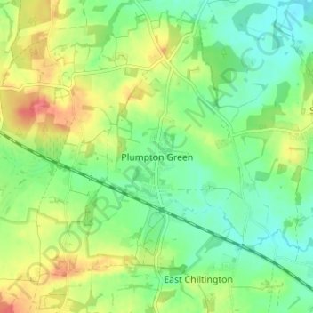 Mapa topográfico Plumpton Green, altitude, relevo