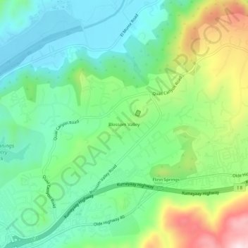 Mapa topográfico Blossom Valley, altitude, relevo