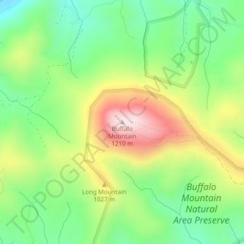 Mapa topográfico Buffalo Mountain, altitude, relevo