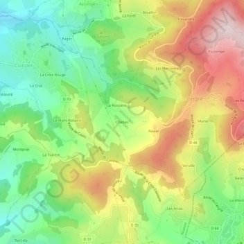 Mapa topográfico Chabas, altitude, relevo