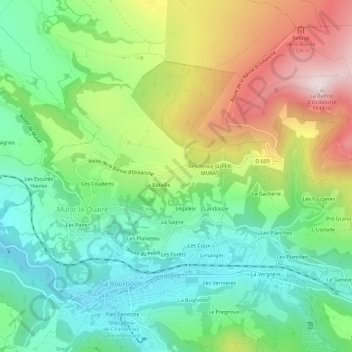 Mapa topográfico Les Résidences, altitude, relevo