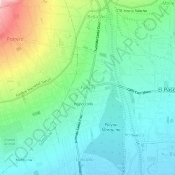 Mapa topográfico Falsuri, altitude, relevo