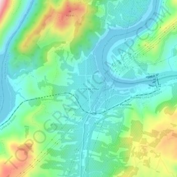 Mapa topográfico Cortes da Veiga, altitude, relevo