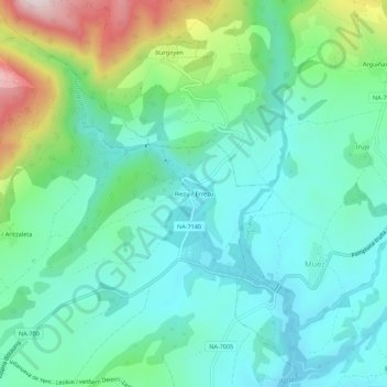 Mapa topográfico Riezu, altitude, relevo