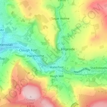 Mapa topográfico Newchurch, altitude, relevo