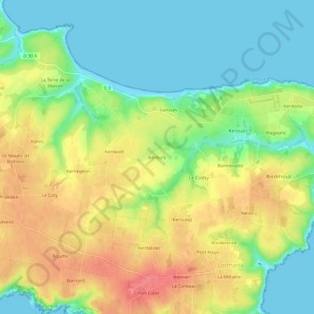Mapa topográfico Borduro, altitude, relevo