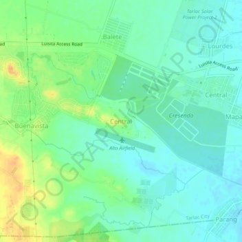 Mapa topográfico Central, altitude, relevo