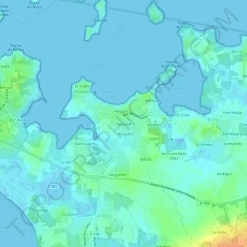 Mapa topográfico Kerjacob, altitude, relevo