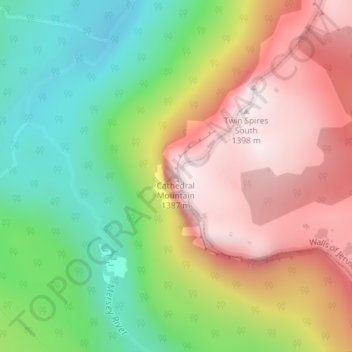 Mapa topográfico Cathedral Mountain, altitude, relevo