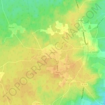 Mapa topográfico Libardac, altitude, relevo