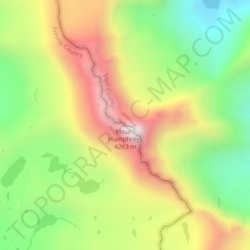 Mapa topográfico Mount Humphreys, altitude, relevo