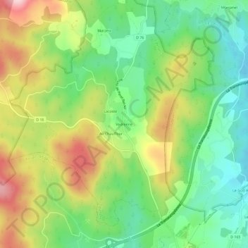 Mapa topográfico Vedrenne, altitude, relevo