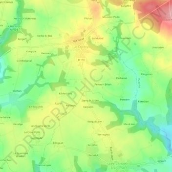Mapa topográfico Saint-Patern, altitude, relevo