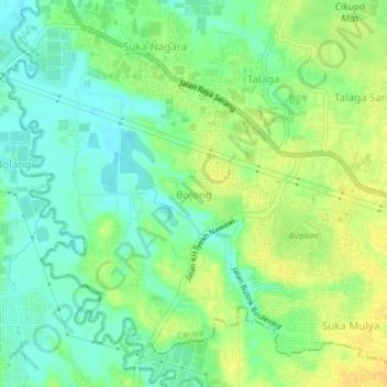 Mapa topográfico Bojong, altitude, relevo