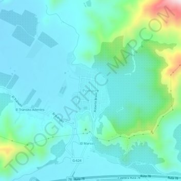 Mapa topográfico Pomaire, altitude, relevo