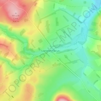 Mapa topográfico Longformacus, altitude, relevo