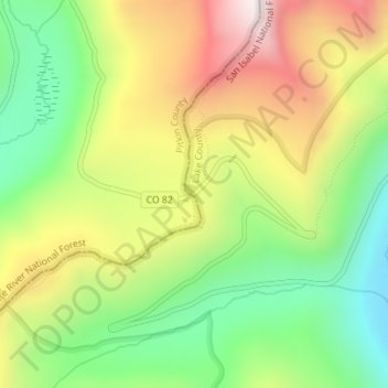 Mapa topográfico Independence Pass, altitude, relevo