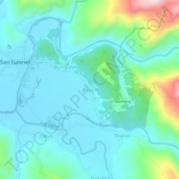 Mapa topográfico Bucao, altitude, relevo