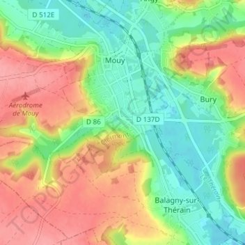 Mapa topográfico Fourneaux, altitude, relevo