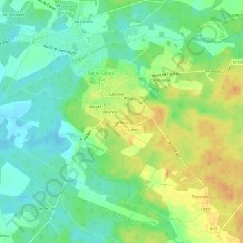 Mapa topográfico Lartigue, altitude, relevo