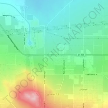 Mapa topográfico Pearblossom, altitude, relevo