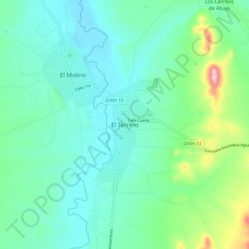 Mapa topográfico El Terrero, altitude, relevo