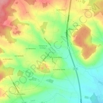 Mapa topográfico Le Bourg, altitude, relevo