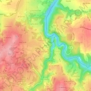 Mapa topográfico Vitrat, altitude, relevo